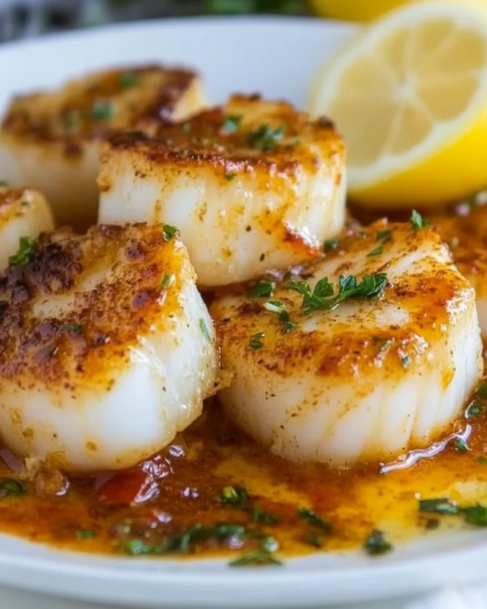 Classic Seared Lemon Paprika Garlic Butter Scallops image