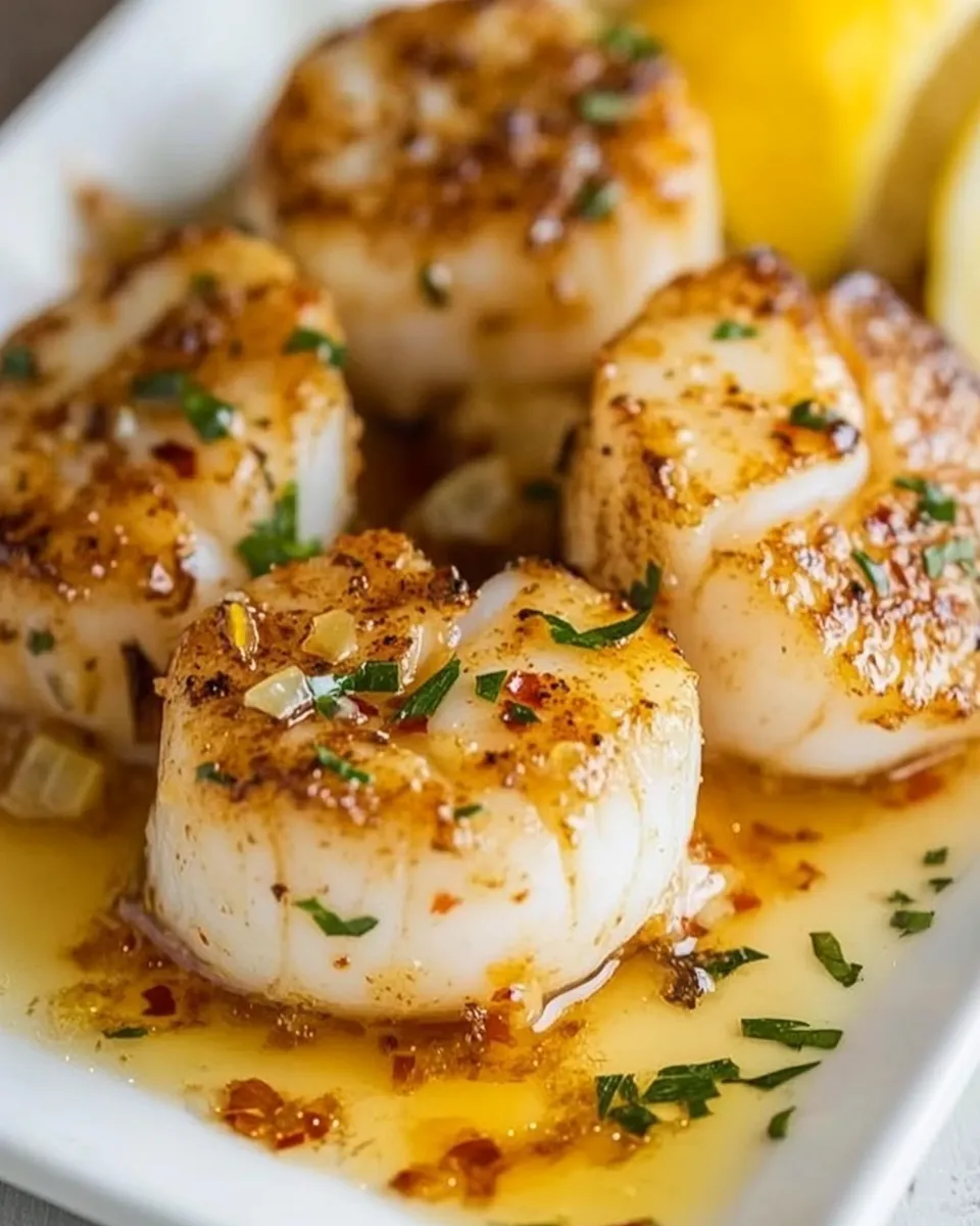 Delicious Seared Lemon Paprika Garlic Butter Scallops dish photo