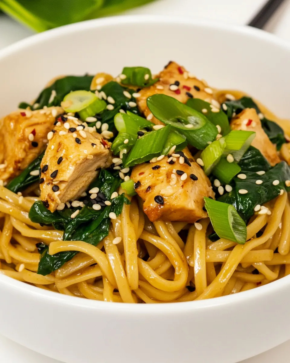 Delicious Sesame Noodles with Chicken food shot