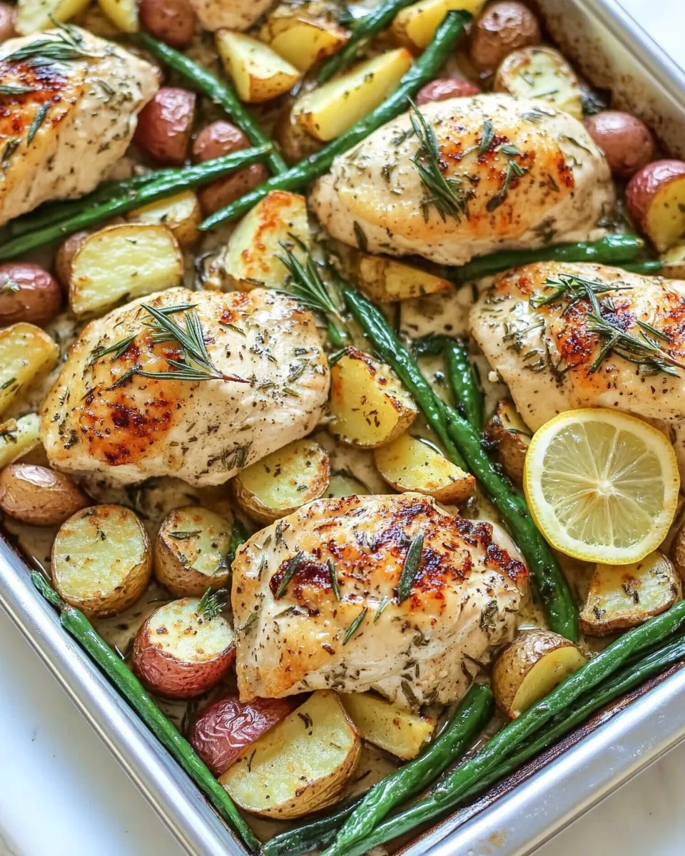 Easy Sheet Pan Lemon Rosemary Chicken and Potatoes food shot