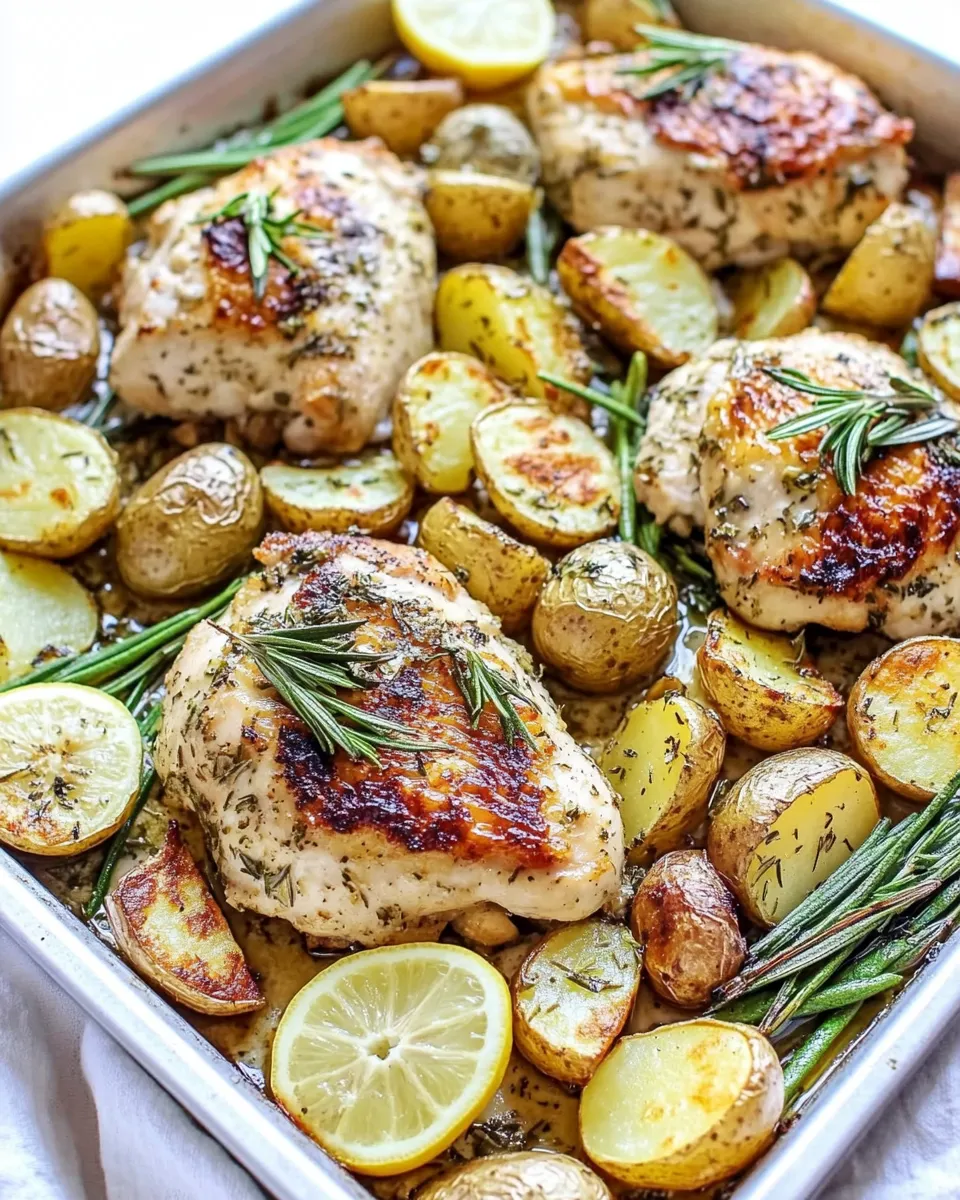 Delicious Sheet Pan Lemon Rosemary Chicken and Potatoes plate image