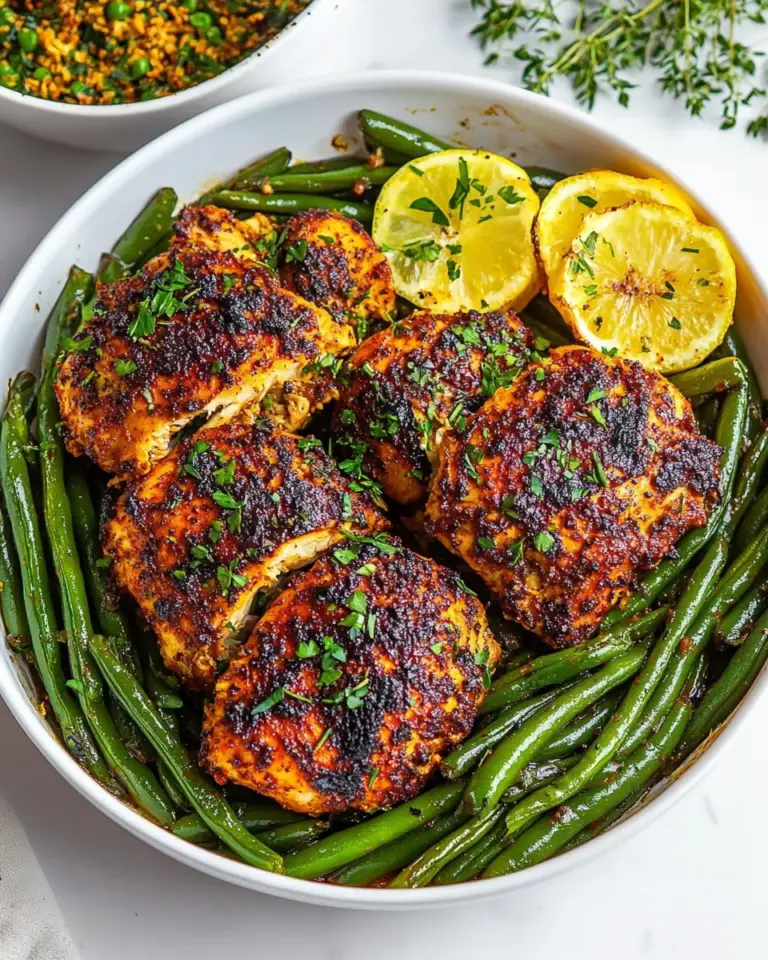 Homemade Skillet Chicken and Green Beans food shot