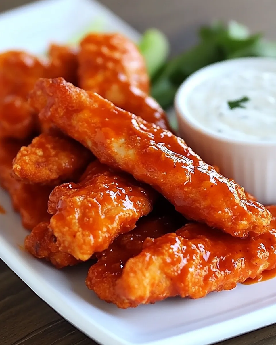 Easy Skinny Buffalo Chicken Strips food shot