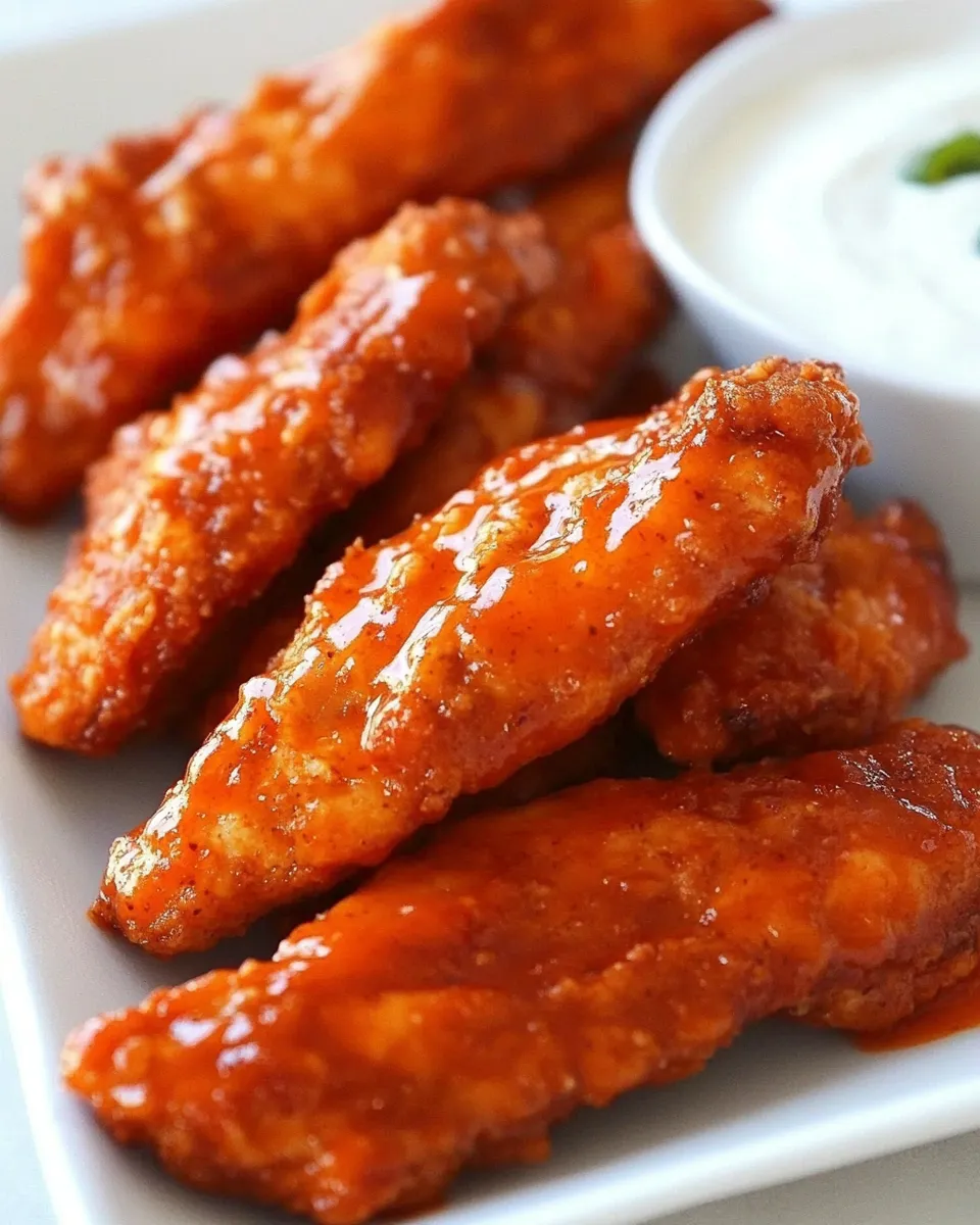 Delicious Skinny Buffalo Chicken Strips plate image