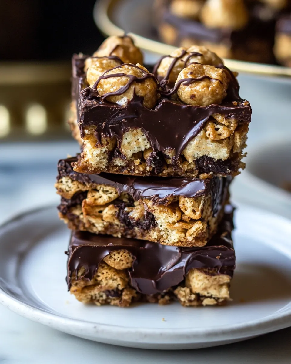 Classic Snickerdoodle Peanut Butter Chocolate Chex Mix Bars. dish photo