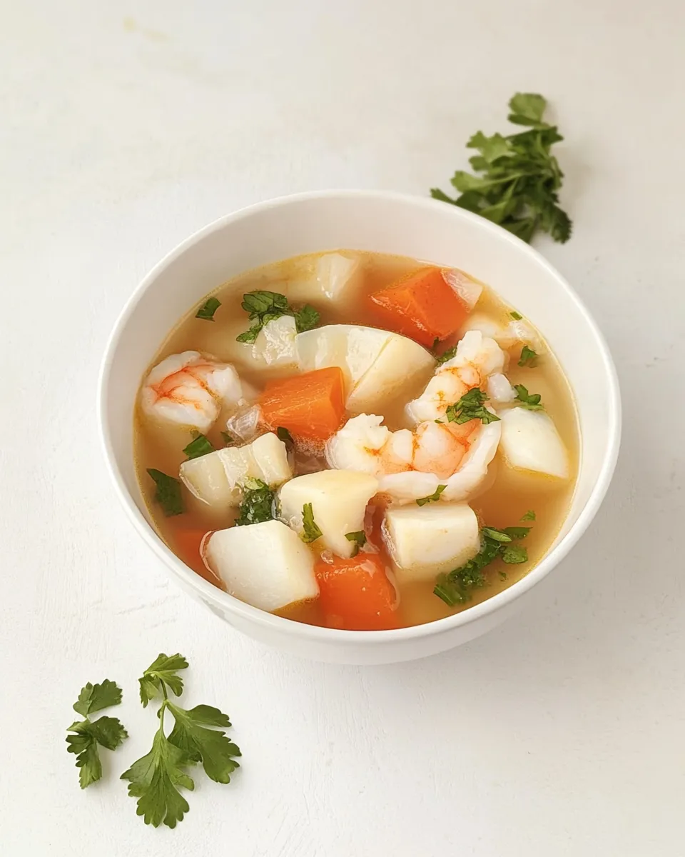 Delicious Sopa De Mariscos food shot