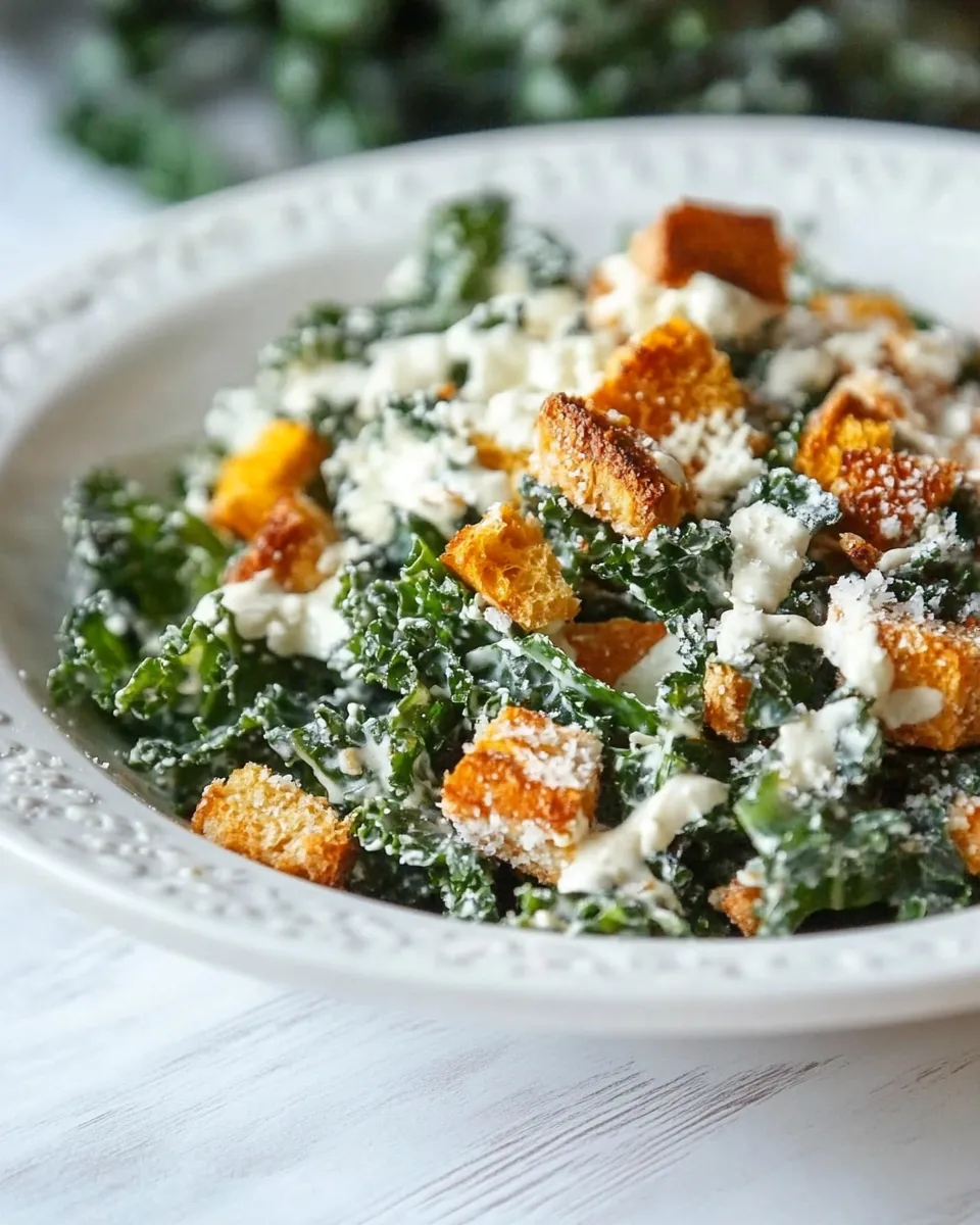 Easy Spicy Kale Caesar Salad with Roasted Garlic recipe image