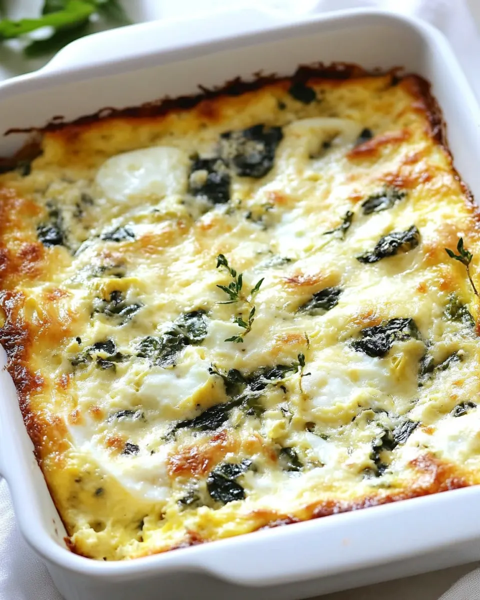 Homemade Spinach Artichoke Egg Casserole dish photo