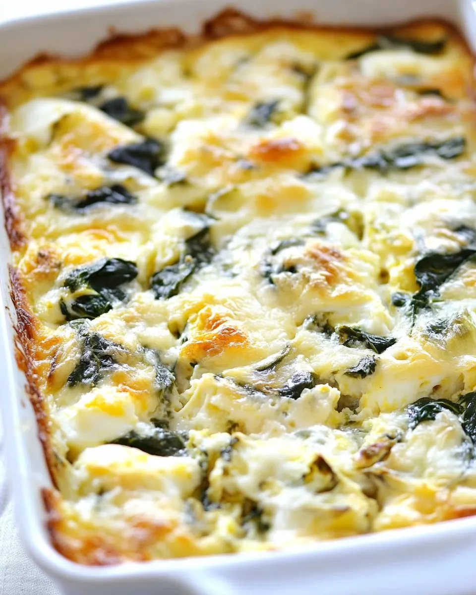 Easy Spinach Artichoke Egg Casserole food shot