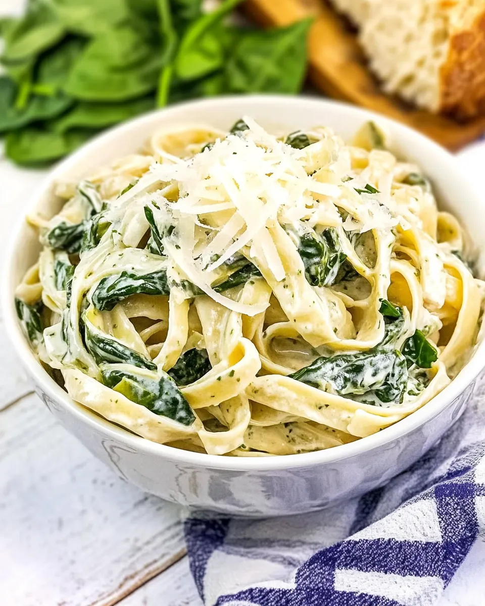 Easy Spinach Artichoke Fettuccine Alfredo food shot