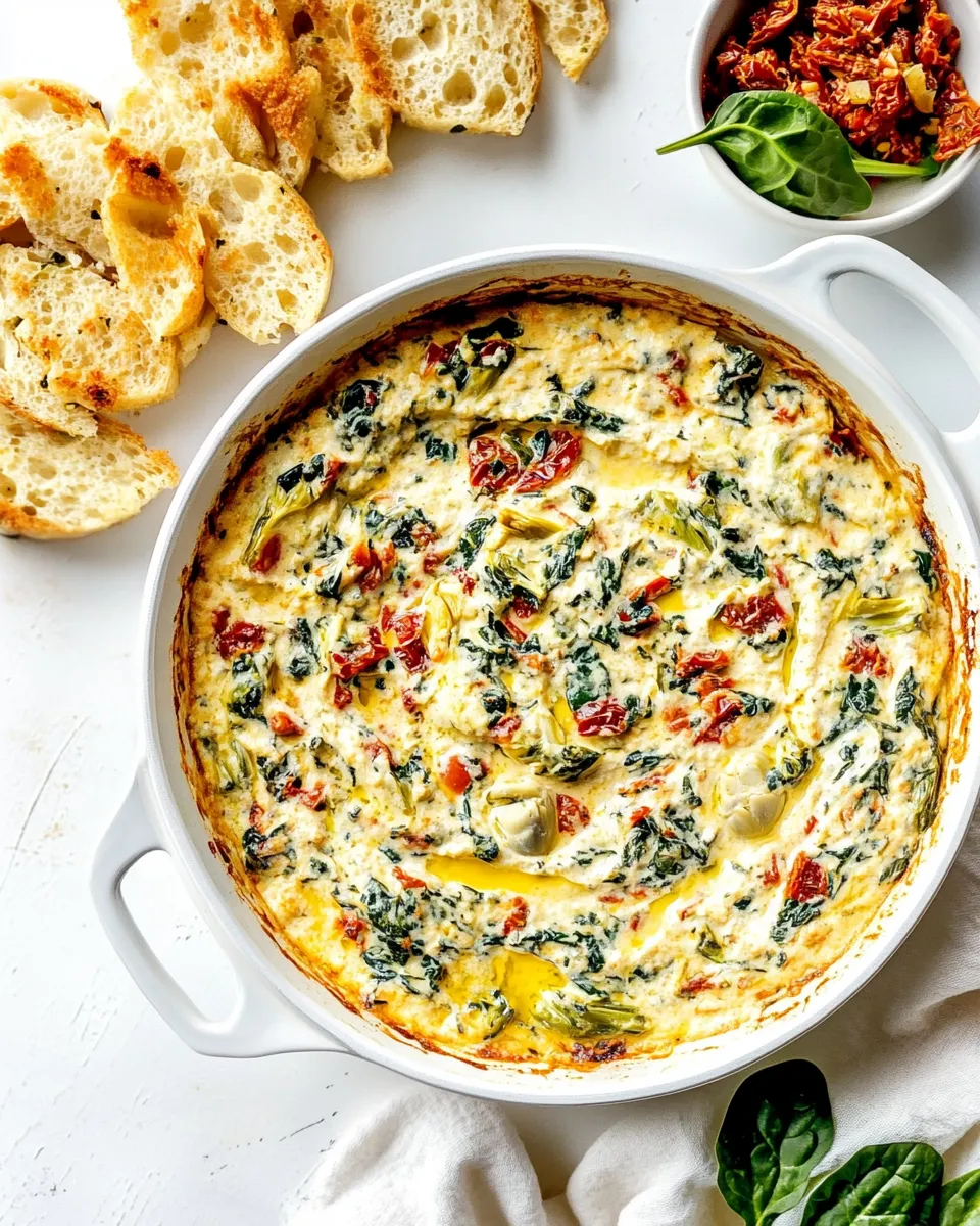 Easy Spinach Artichoke Sun-Dried Tomato Dip recipe photo