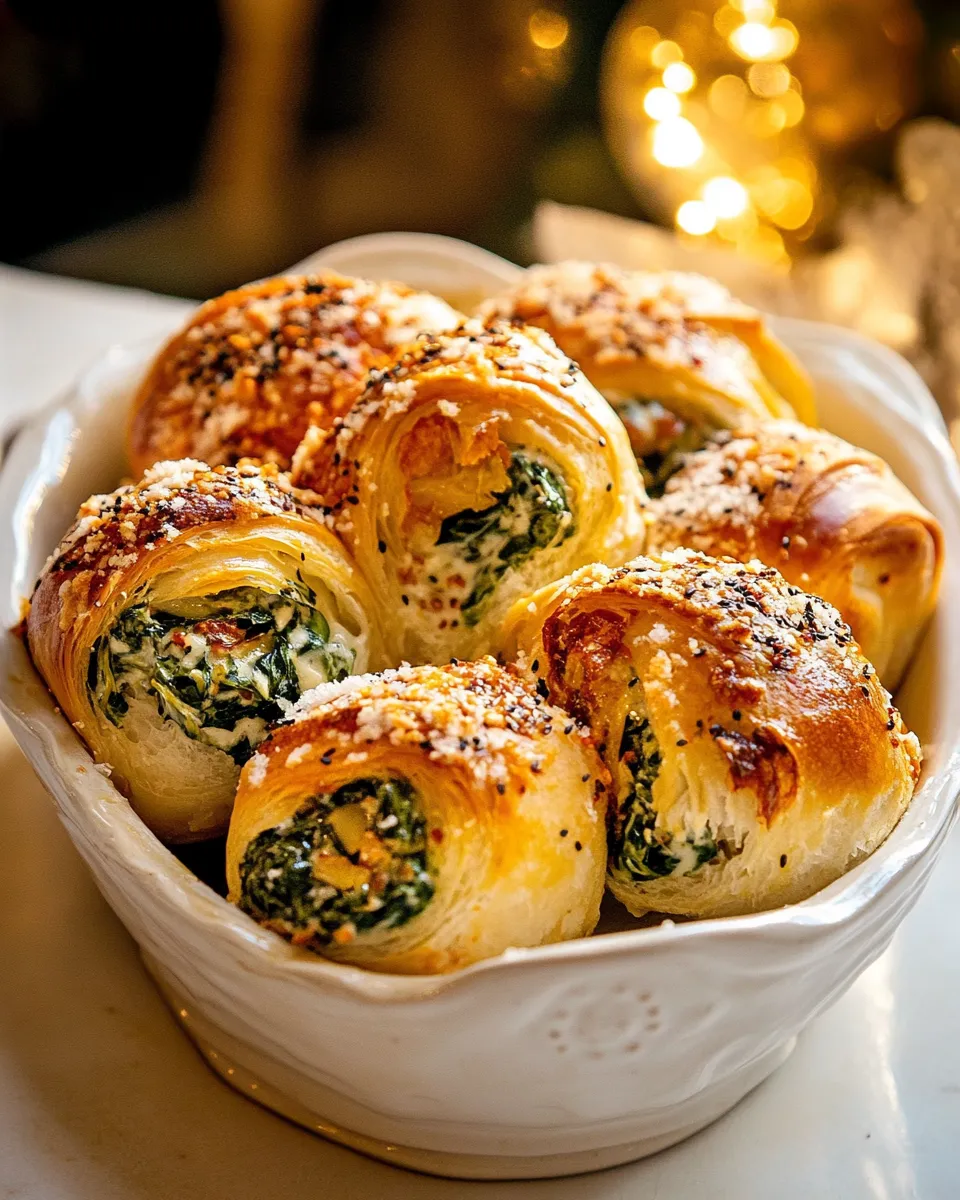 Homemade Spinach and Artichoke Dip Rolls. recipe photo
