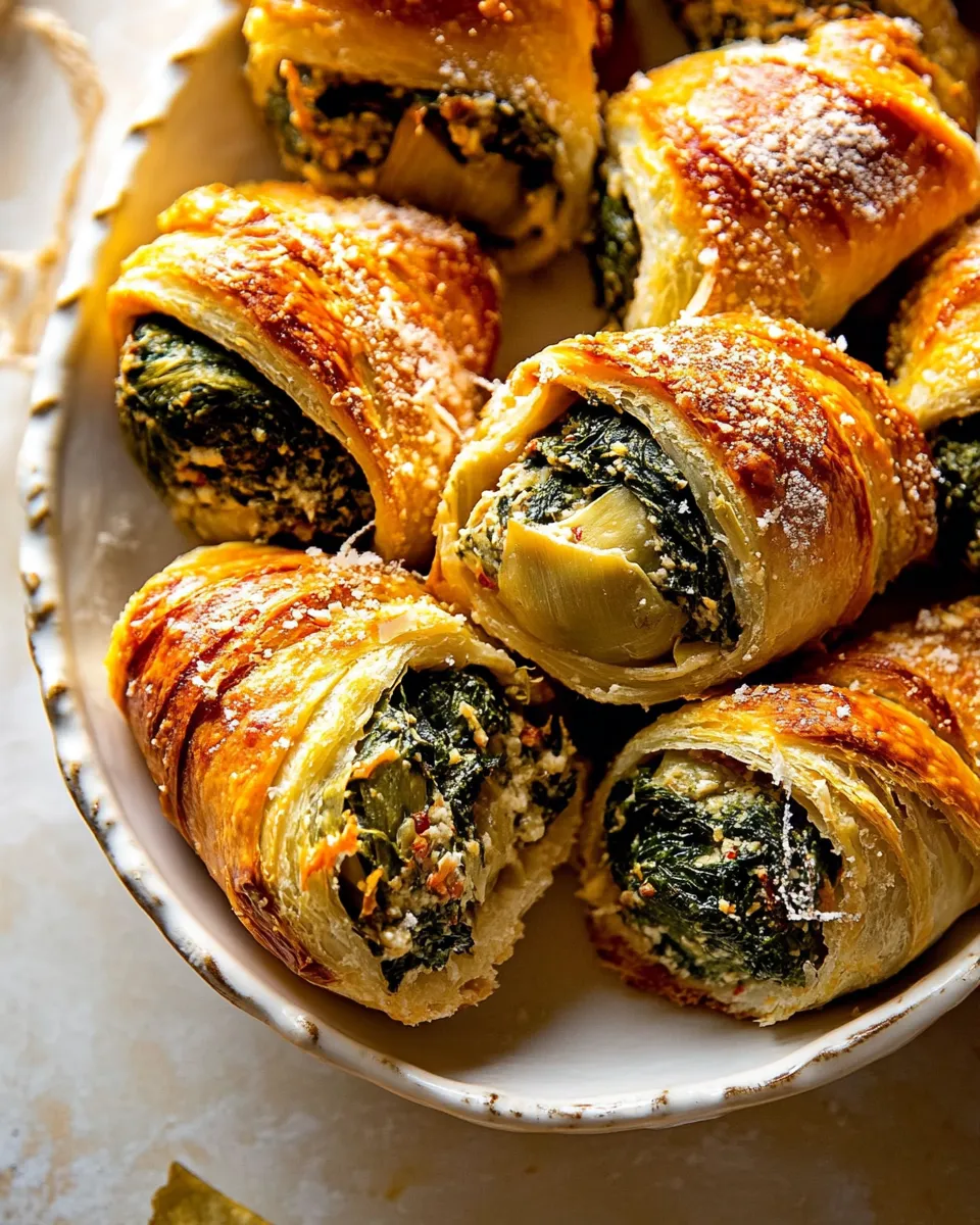 Easy Spinach and Artichoke Dip Rolls. food shot