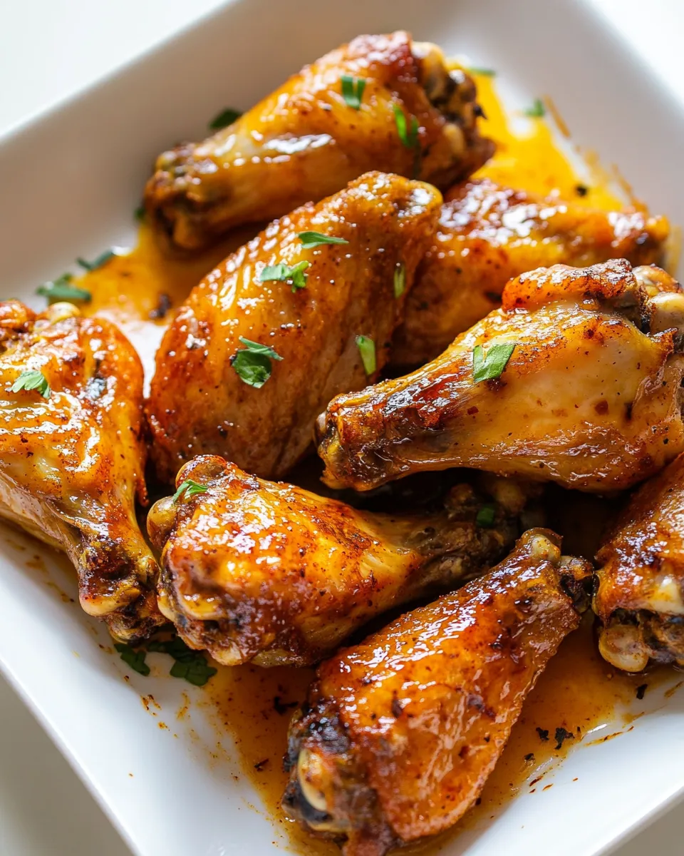 Easy Sriracha Brown Sugar Baked Wings food shot