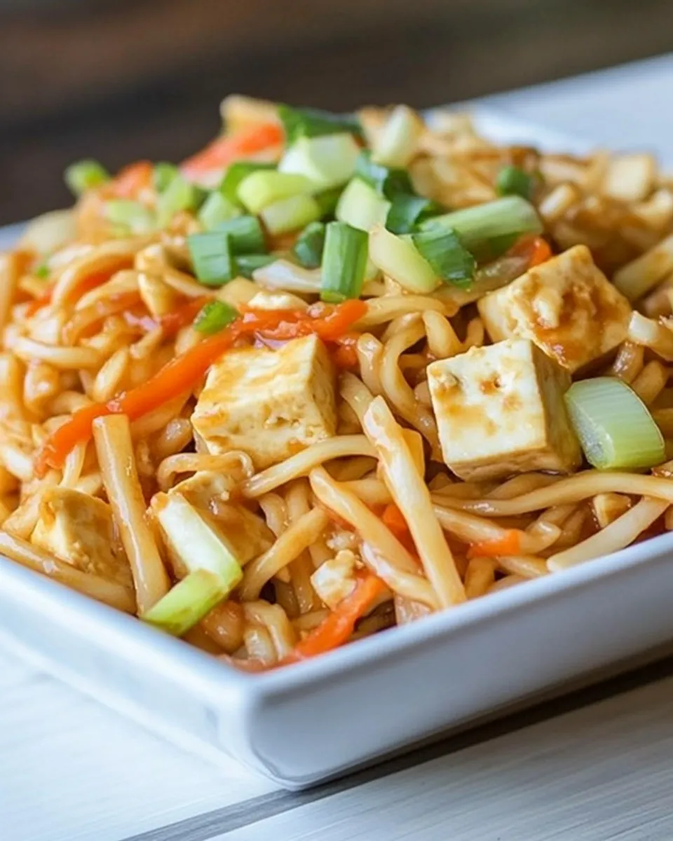 Easy Sriracha Noodles with Tofu dish photo