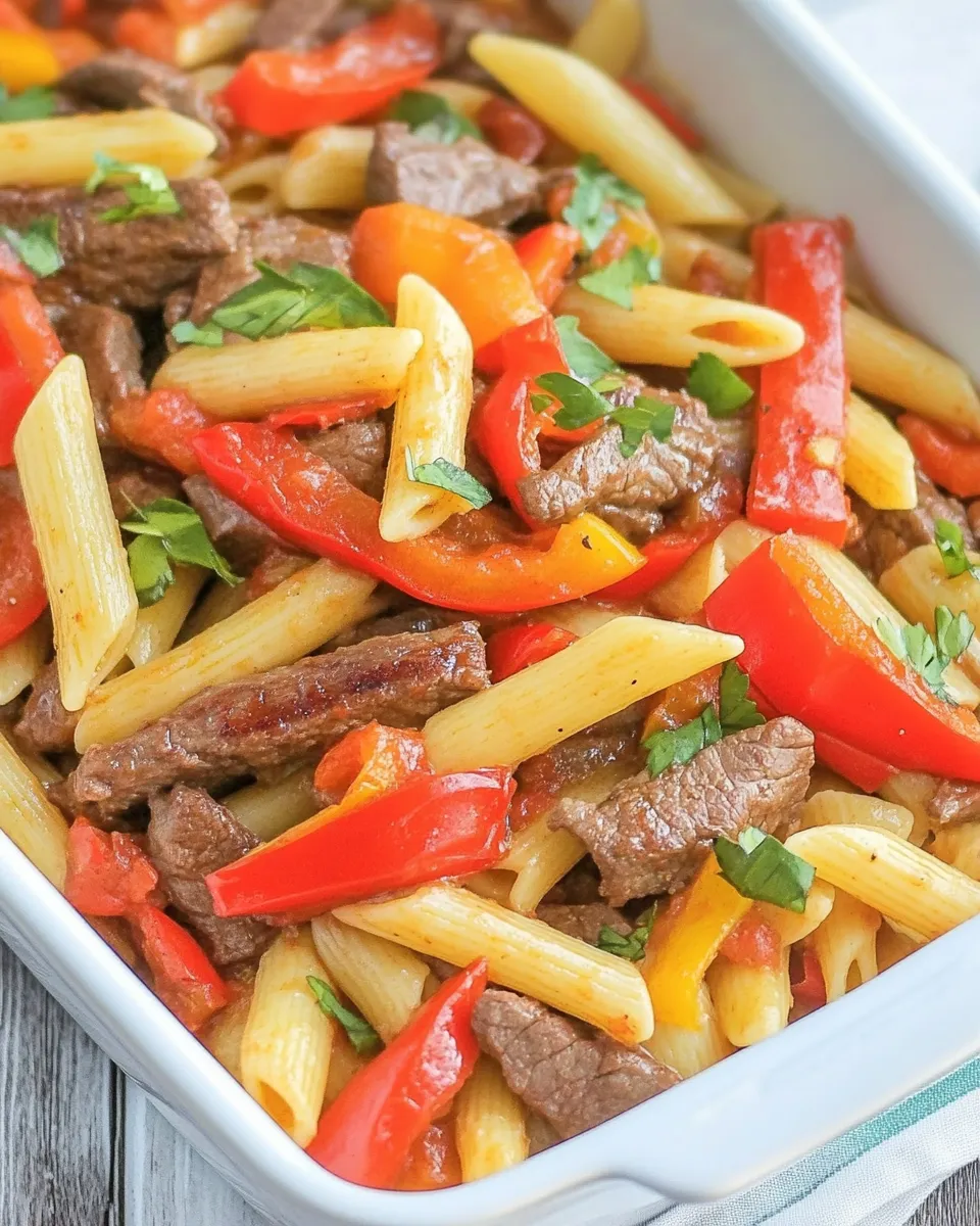 Delicious Steak Fajita Pasta dish photo