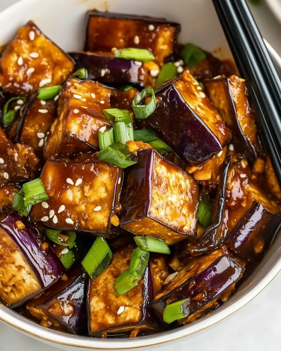 Homemade Sticky Chinese Eggplant and Tofu recipe photo
