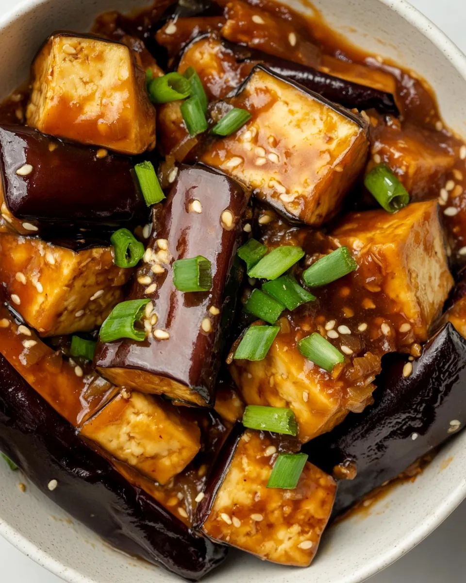 Delicious Sticky Chinese Eggplant and Tofu plate image