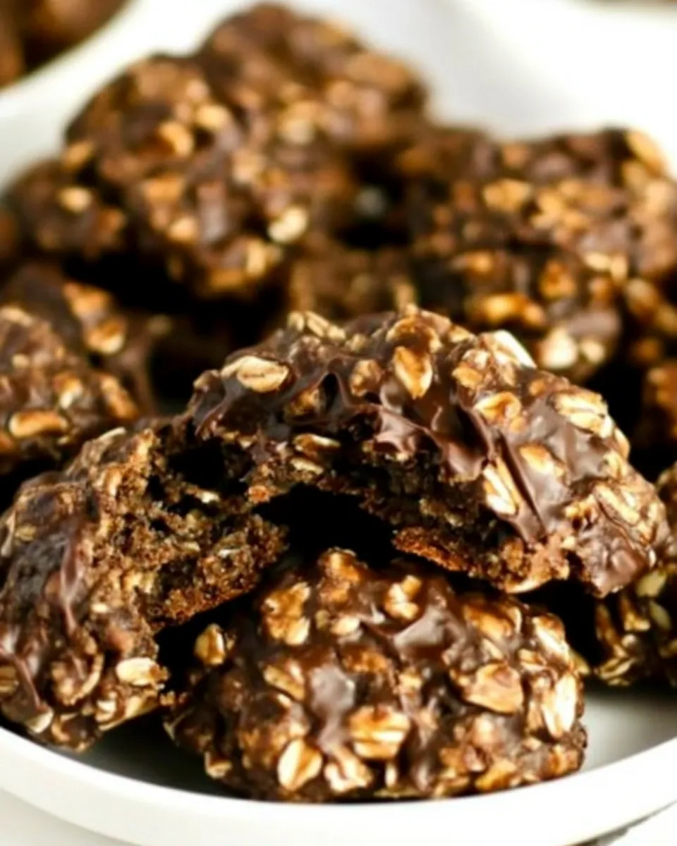 Easy Sugar-Free Flourless Chocolate Oatmeal Cluster Cookies food shot