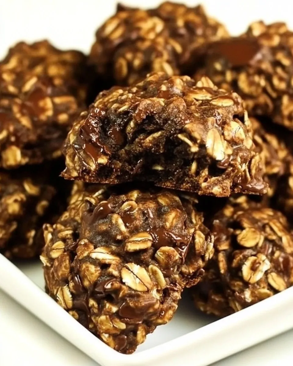Delicious Sugar-Free Flourless Chocolate Oatmeal Cluster Cookies plate image