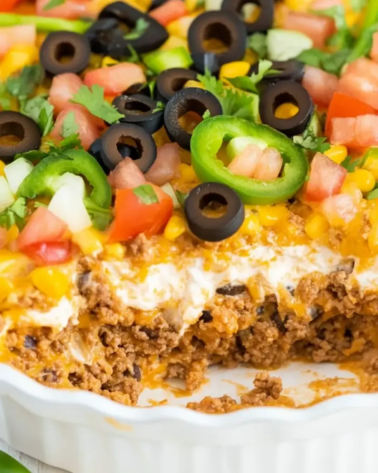 Homemade Taco Dip With Ground Beef (7 Layer Dip!) photo
