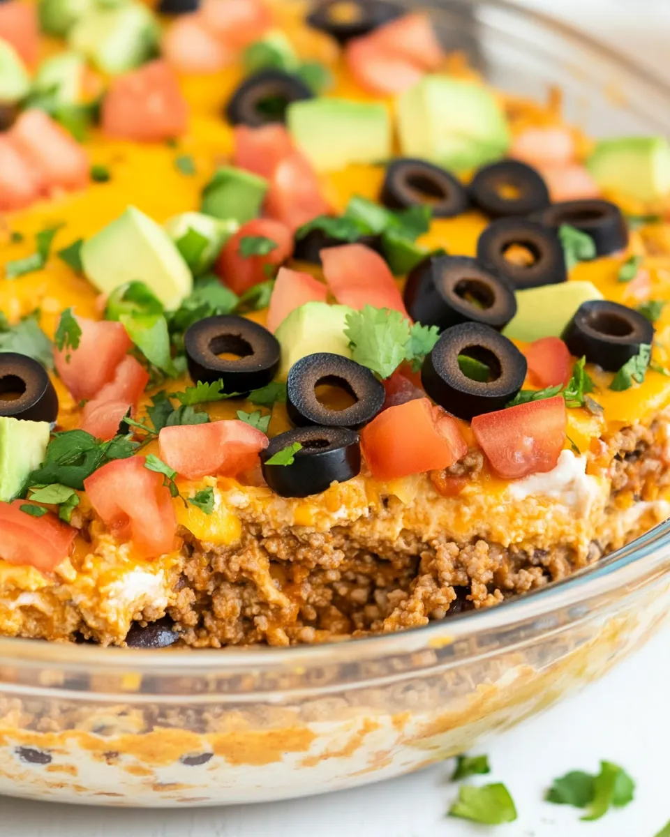 Delicious Taco Dip With Ground Beef (7 Layer Dip!) dish photo