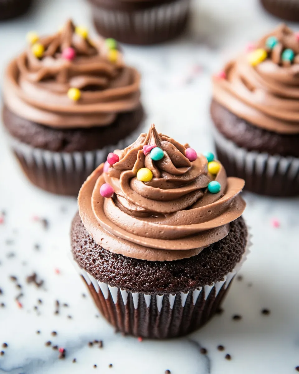 Homemade The Best Chocolate Birthday Cupcakes with Fudgy Chocolate Buttercream. photo