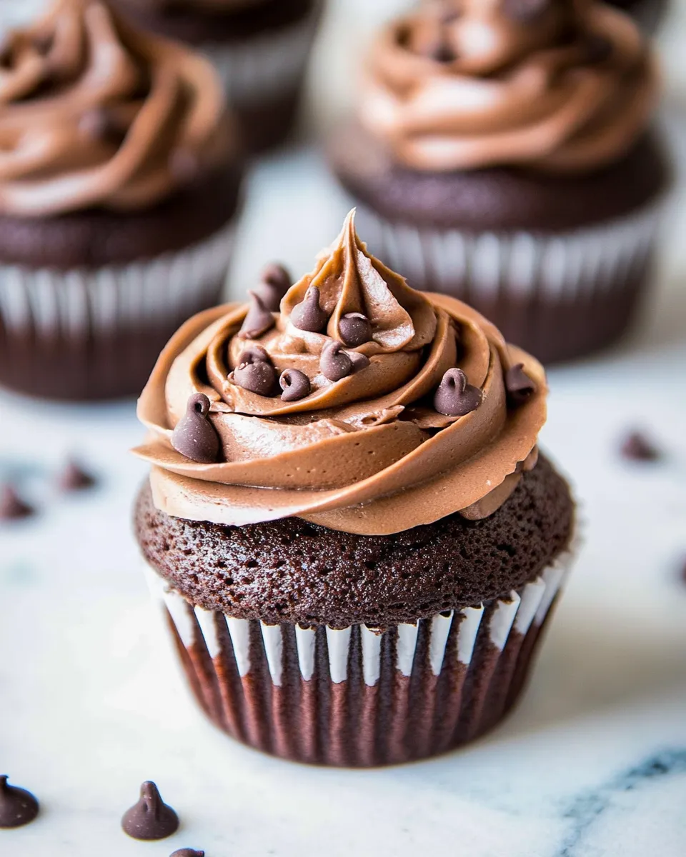 Easy The Best Chocolate Birthday Cupcakes with Fudgy Chocolate Buttercream. food shot