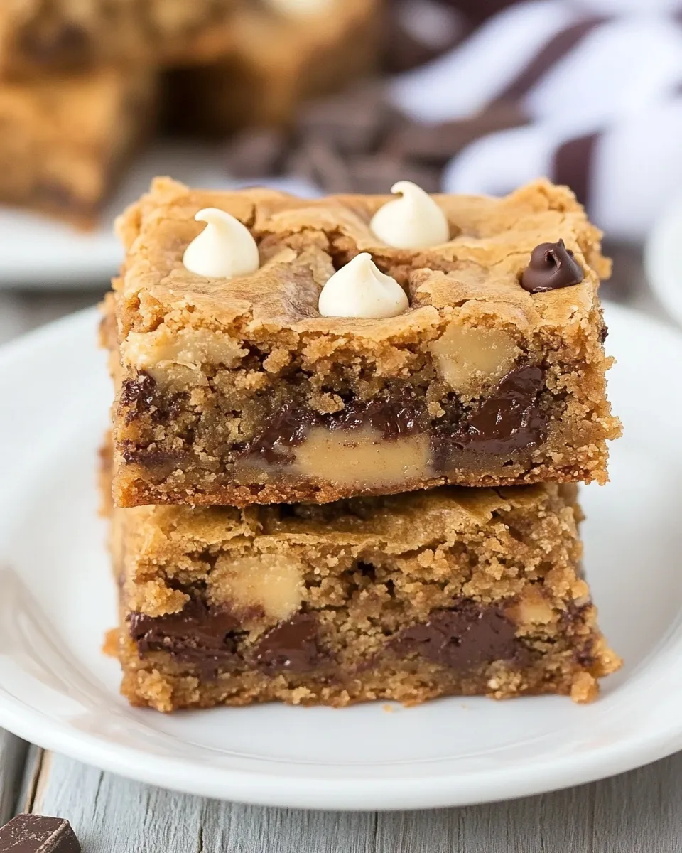 Delicious Thick and Chewy Triple Chocolate Peanut Butter Blondies picture