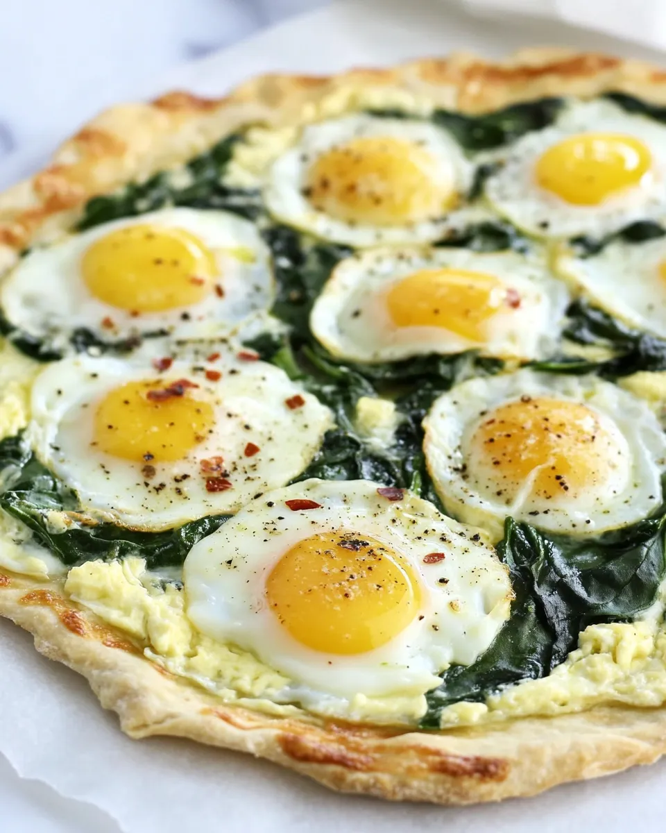 Classic Thin Crust Spinach and Egg Breakfast Pizza image