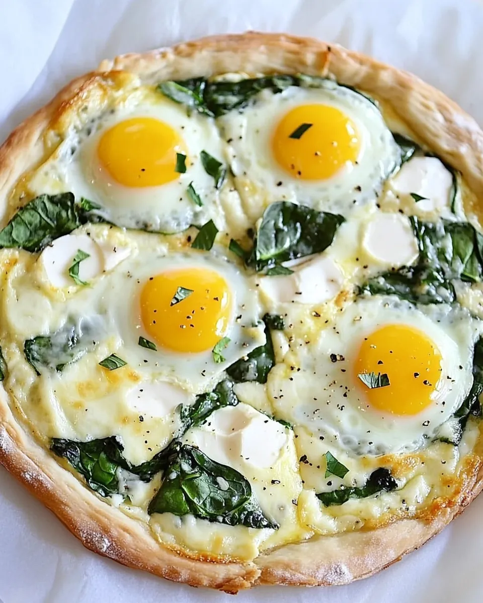 Easy Thin Crust Spinach and Egg Breakfast Pizza recipe photo