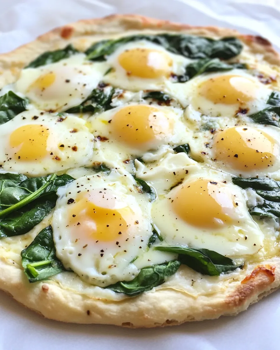 Delicious Thin Crust Spinach and Egg Breakfast Pizza dish photo