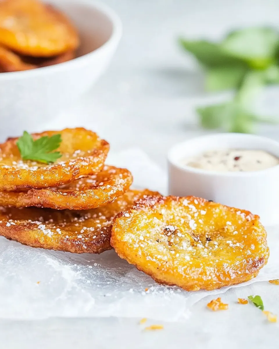 Easy Tostones (Crispy Twice-Fried Plantains) food shot
