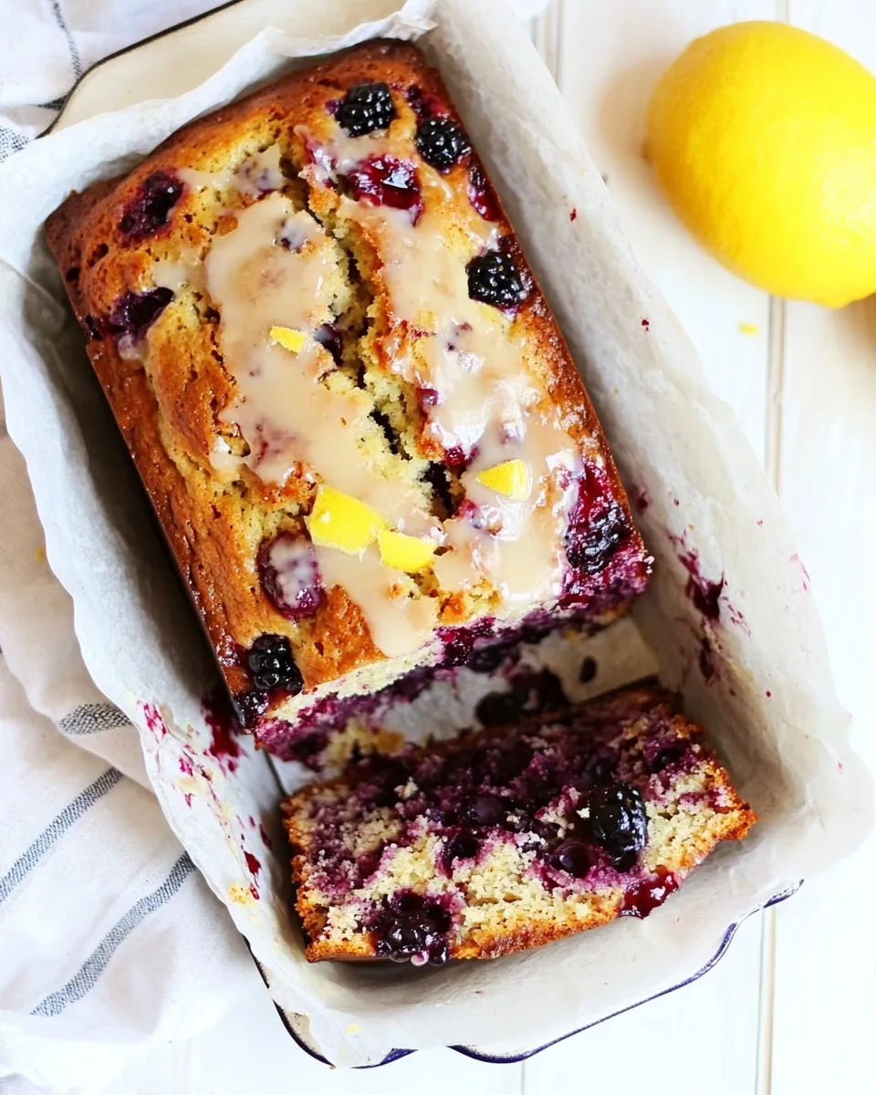 Homemade Triple Berry Banana Bread with Lemon Glaze recipe photo