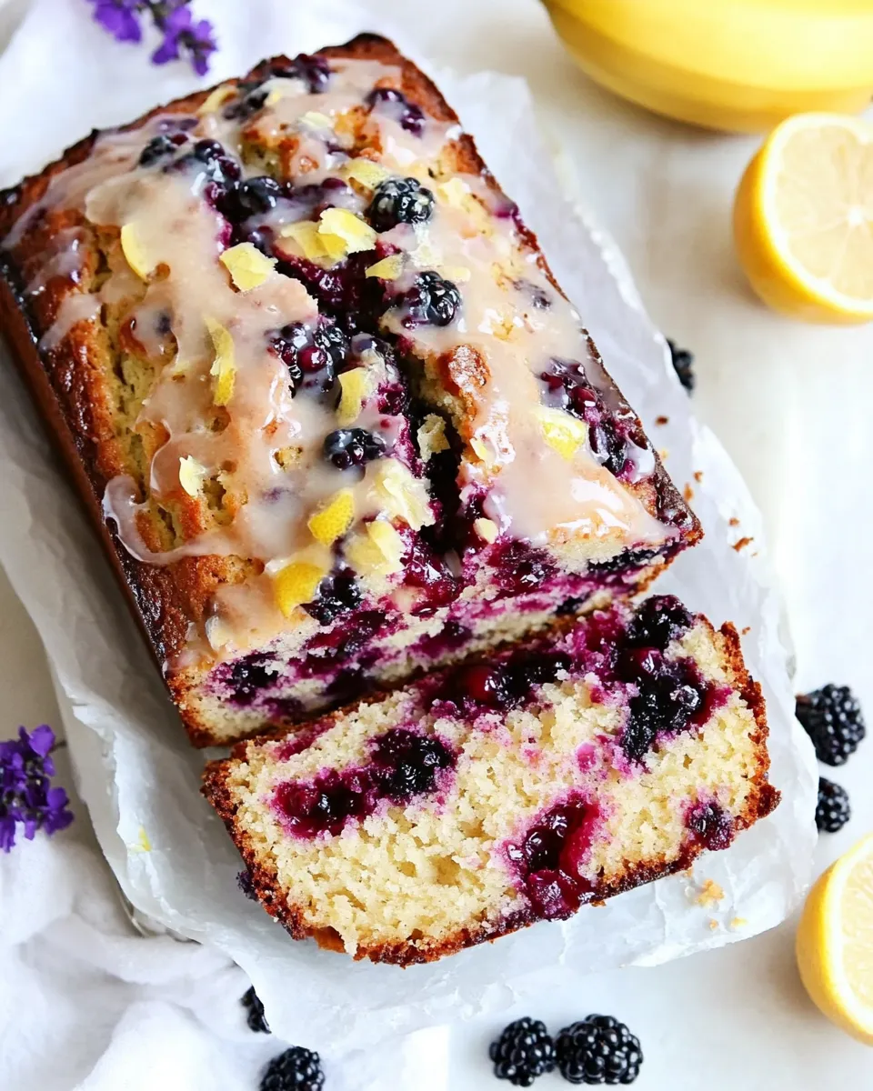 Delicious Triple Berry Banana Bread with Lemon Glaze plate image