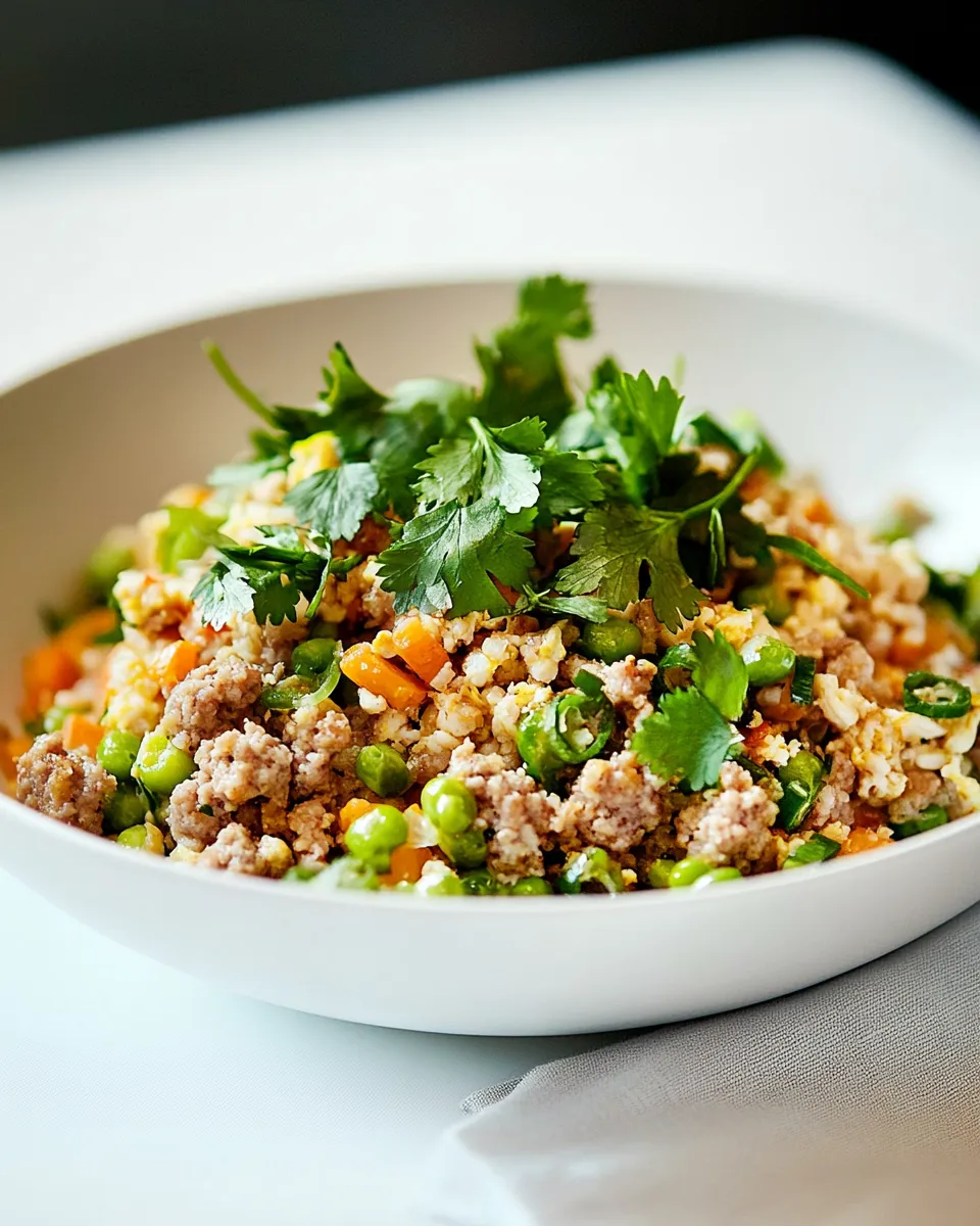 Delicious Turkey Sausage Egg Roll Bowl plate image