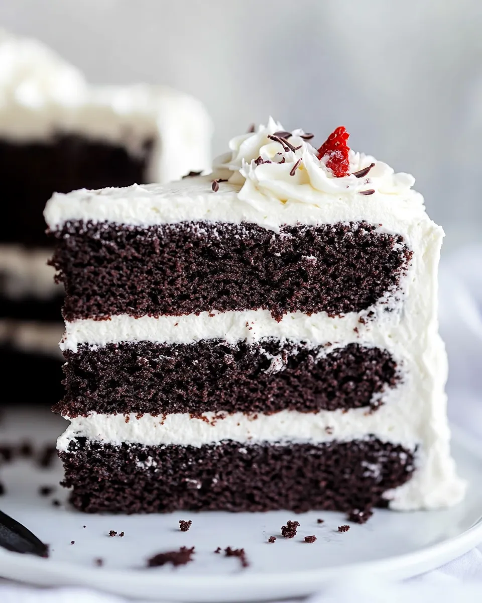 Delicious Tuxedo Cake food shot