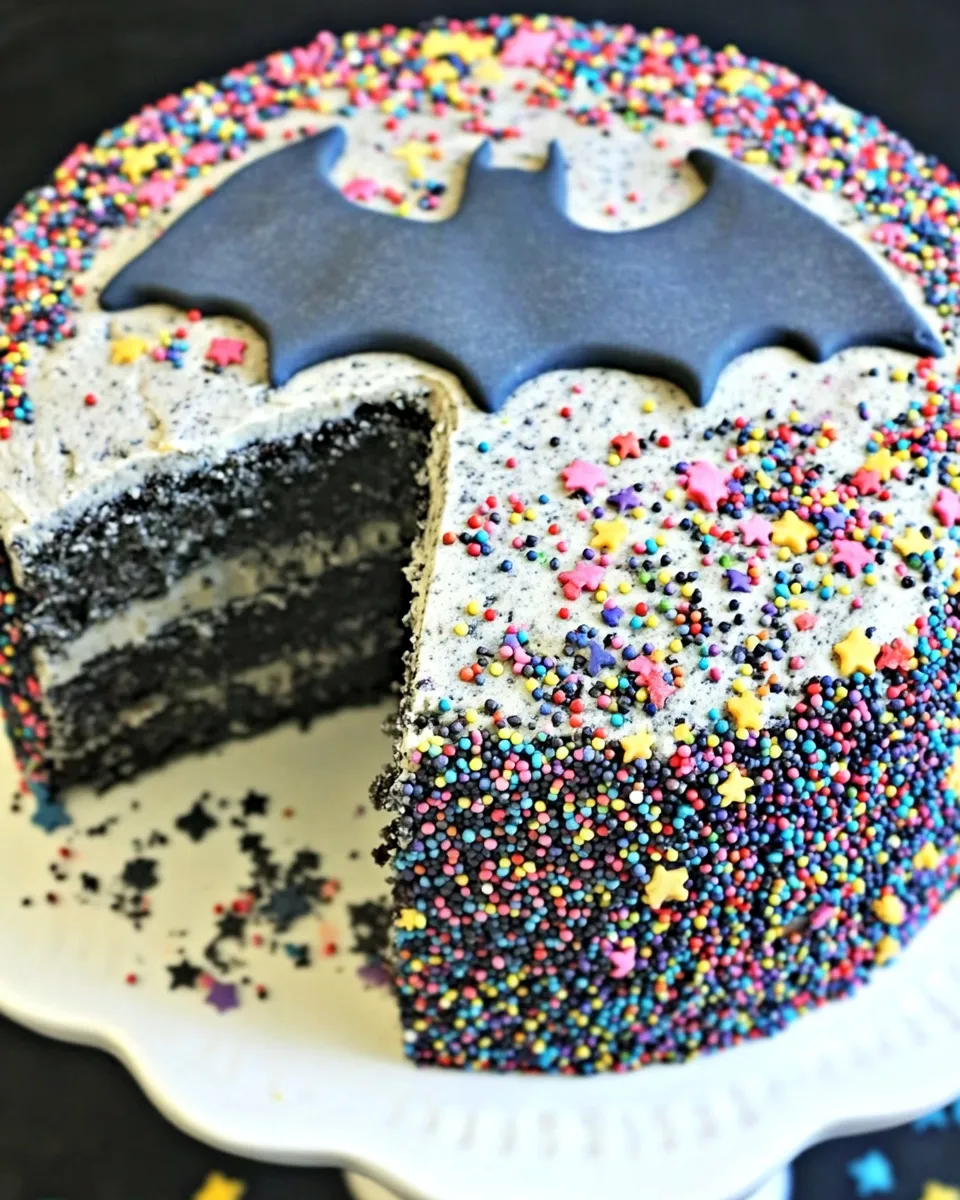 Homemade Vegan Batman Cake with Sprinkles photo