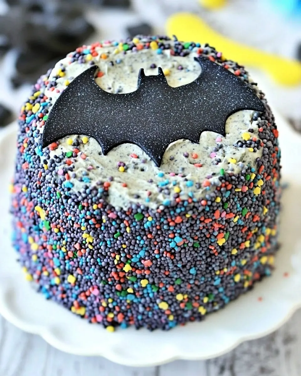 Easy Vegan Batman Cake with Sprinkles recipe photo