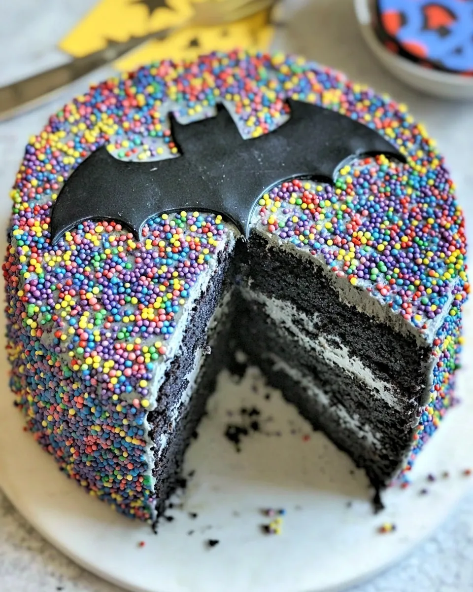 Delicious Vegan Batman Cake with Sprinkles dish photo