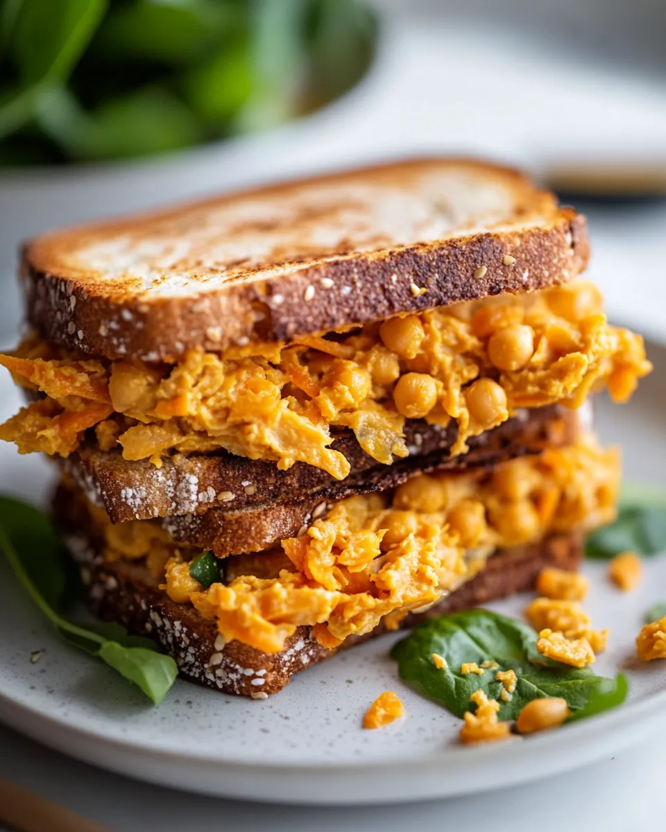 Delicious Vegan Carrot Chickpea Tuna Melt plate image