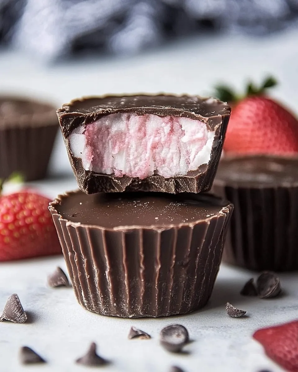 Homemade Vegan Chocolate Strawberry Coconut Butter Cups photo