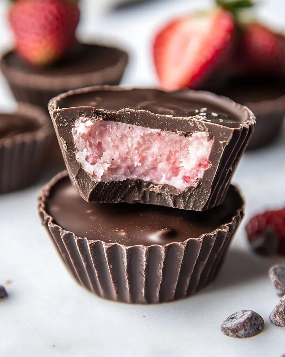 Delicious Vegan Chocolate Strawberry Coconut Butter Cups dish photo