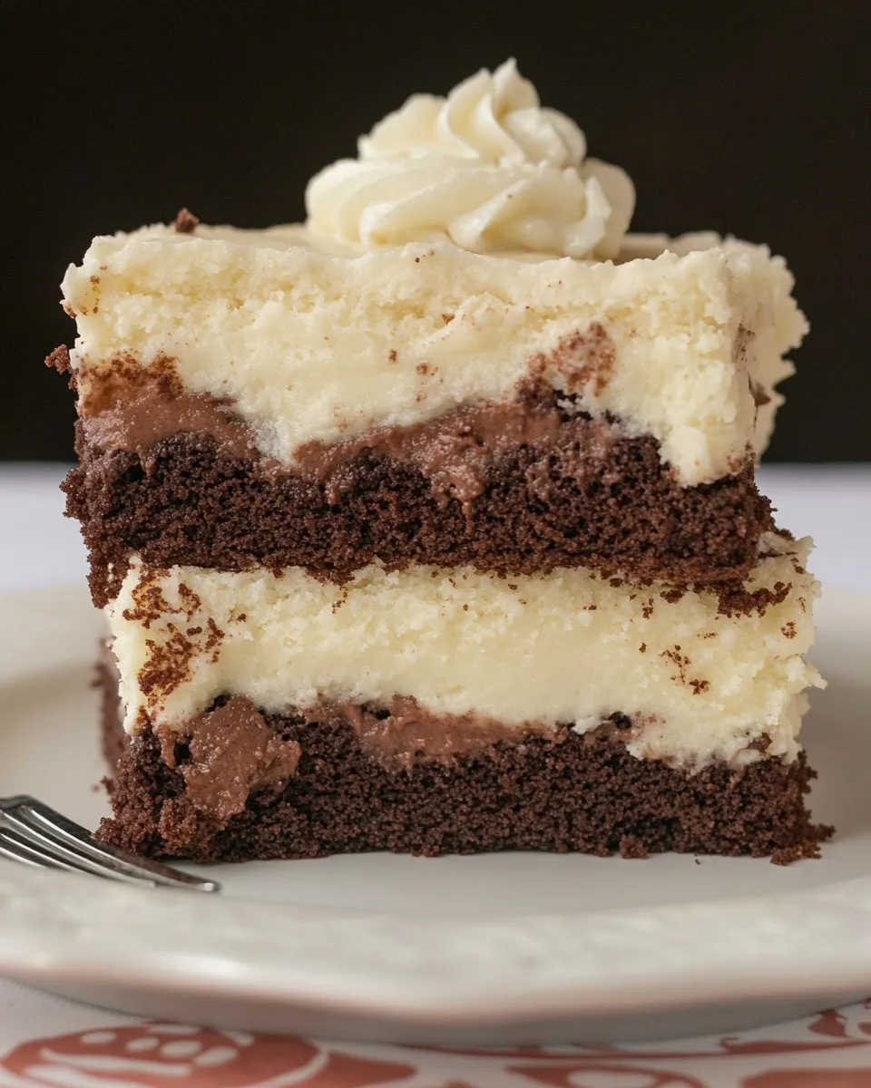 Homemade Vintage Brownie Surprise Cake photo