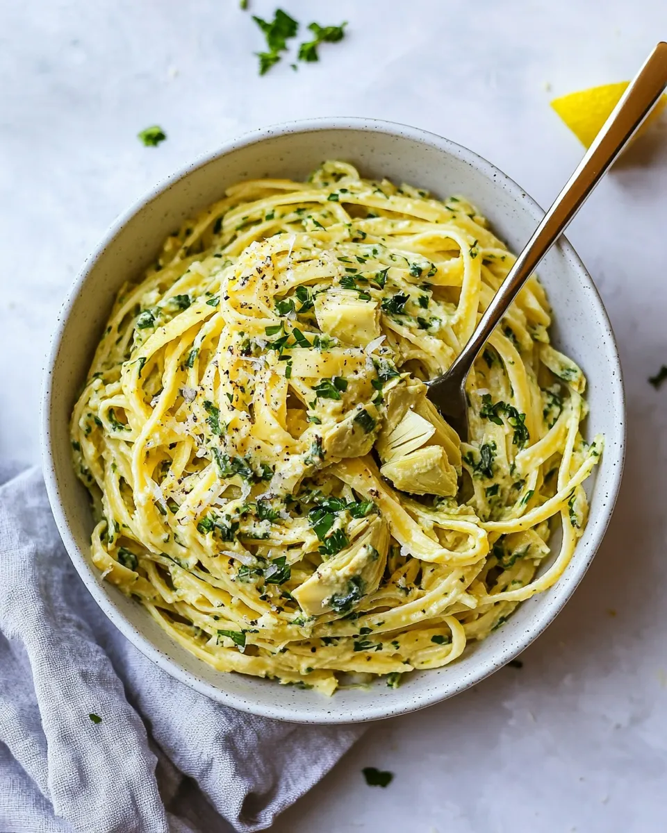 Classic Weeknight Pasta with Artichoke Sauce. dish photo