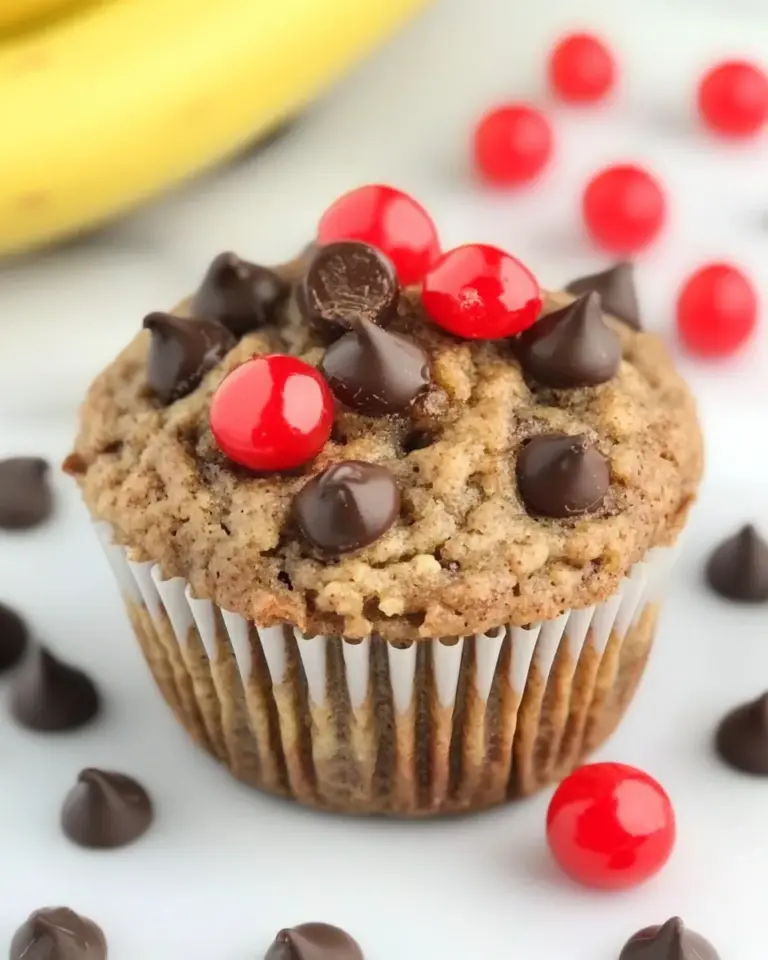 Homemade Whole Wheat Banana Muffins with Chocolate and Cherries recipe photo