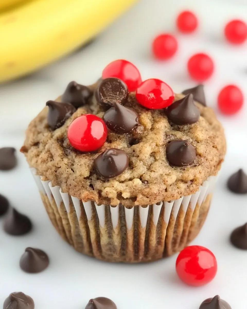 Homemade Whole Wheat Banana Muffins with Chocolate and Cherries recipe photo