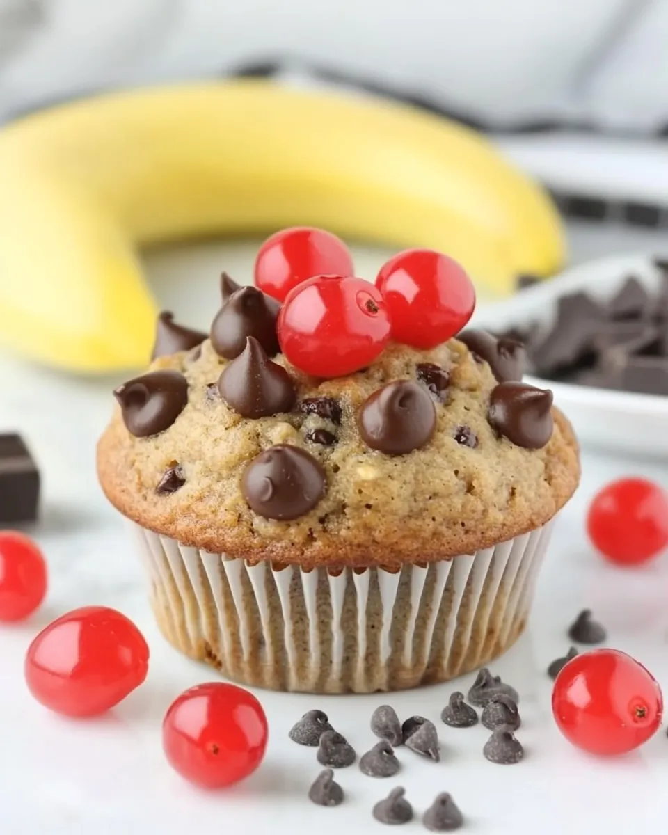 Classic Whole Wheat Banana Muffins with Chocolate and Cherries dish photo