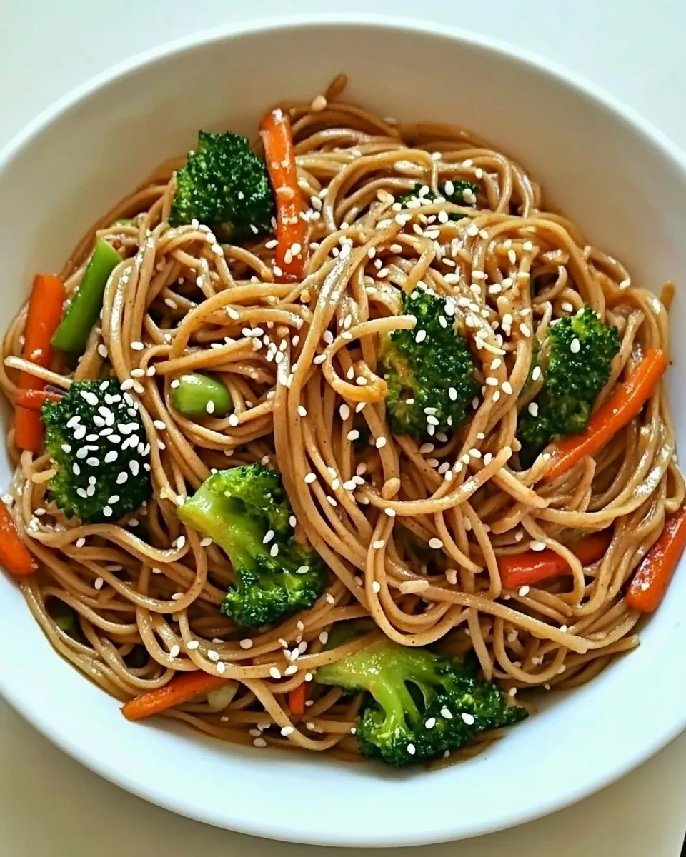 Homemade Whole Wheat Noodles with Peanut Sauce and Vegetables Recipe photo