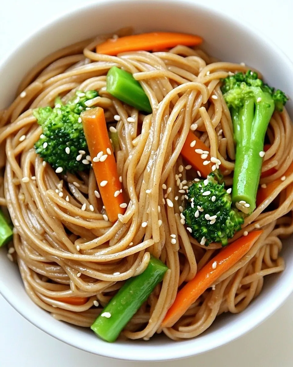 Delicious Whole Wheat Noodles with Peanut Sauce and Vegetables Recipe recipe photo